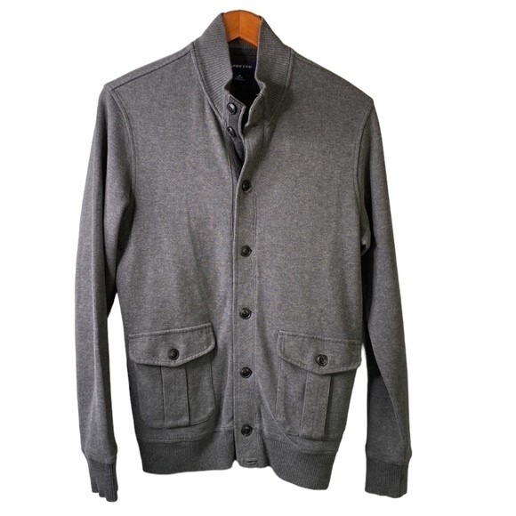 Land's End Button Front Sweater Cardigan Jacket Heavy Stretch Jersey Knit Cotton - Picture 4 of 16